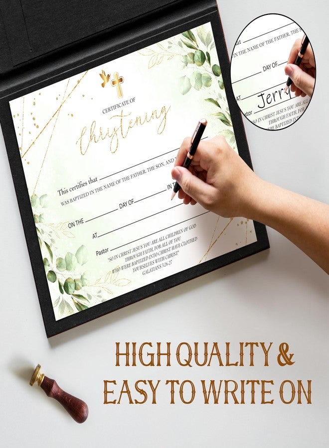 Foosproea Baby Certificate for Church, Gold Greenery Baby Dedication Christening Certificates Gifts for Boys Girls, Church Baptism Gifts, 15 - Image 5